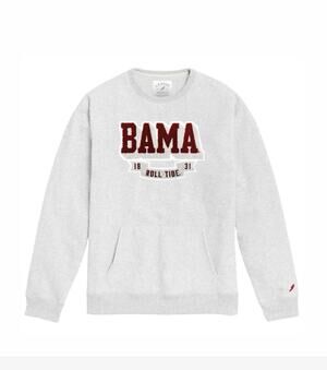 Unisex Alabama Crimson Tide Grey Crewneck Sweatshirt Men's Sz L Kangaroo Pocket